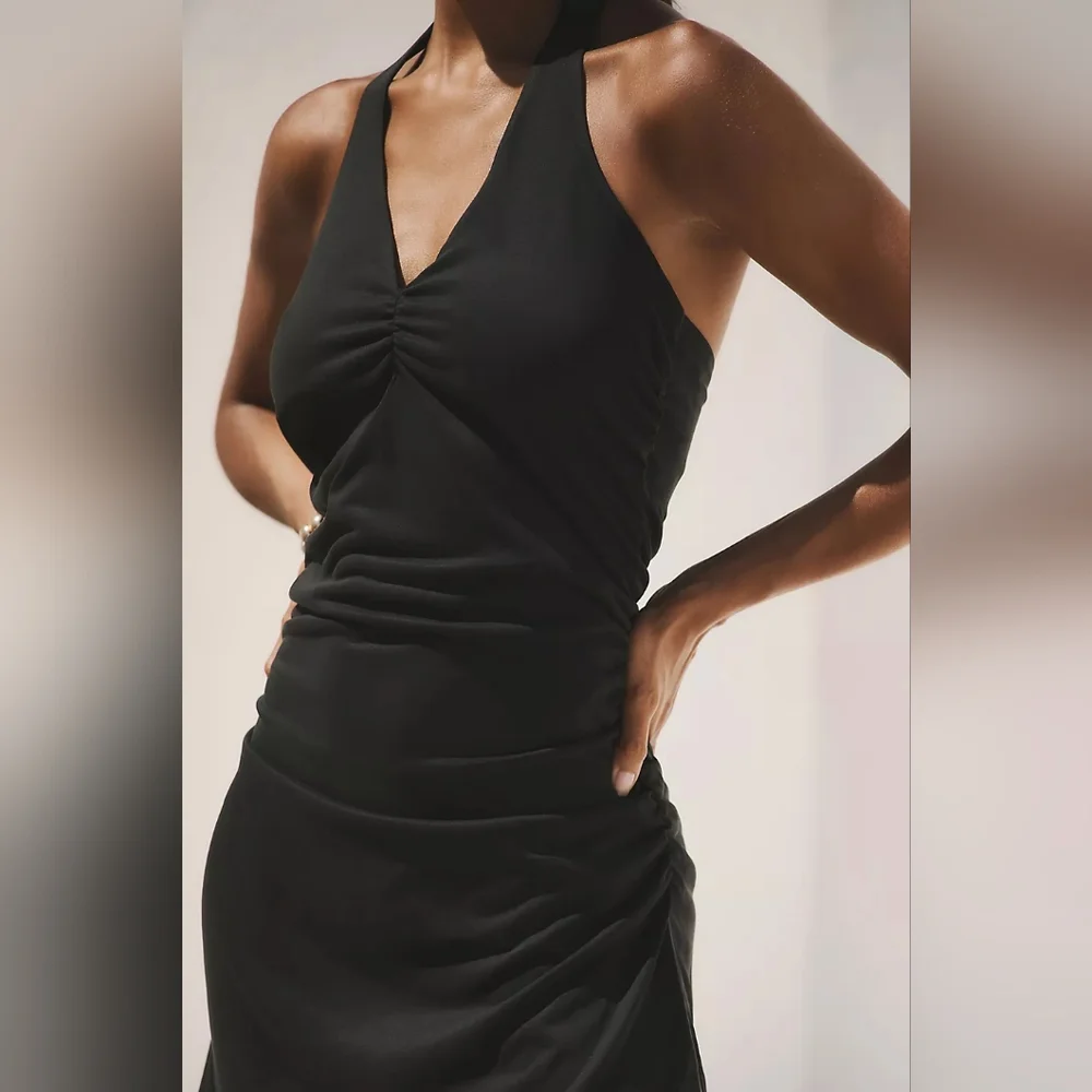 Anthropologie The Ariana Halter Mini Dress Black - Picture 3 of 4